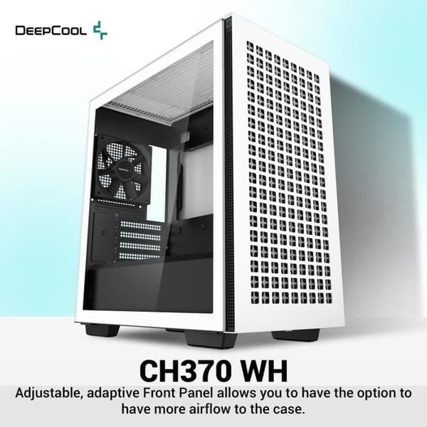 PC-fodral utan strömförsörjning - DEEPCOOL CH370 (Vit) - Minitorn - Micro-ATX-format