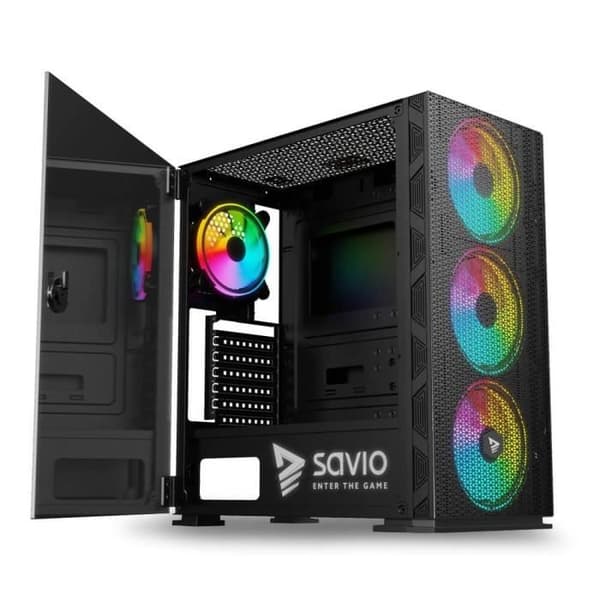 SAVIO RAPTOR X1 ARGB ATX Gaming PC-fodral - RGB - 3 fläktar ingår