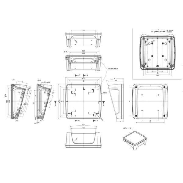Bopla BoPad BOP 1616 P-9016-SET Panelhölje (L x B x H) 164 x 160 x 68.40 mm ABS Vit (RAL 9016) 1 st