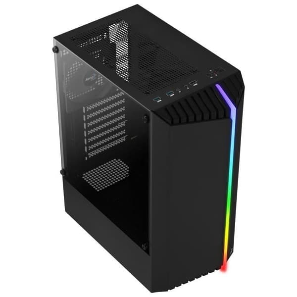 Aerocool BIONICV1 Black - ATX RGB-spelfodral - härdat glas + 12 cm fläkt