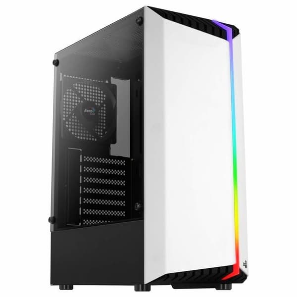 Gamingchassi ATX - Aerocool - BIONICV1 - RGB - Härdat Glas - Avancerad Kylning Vit