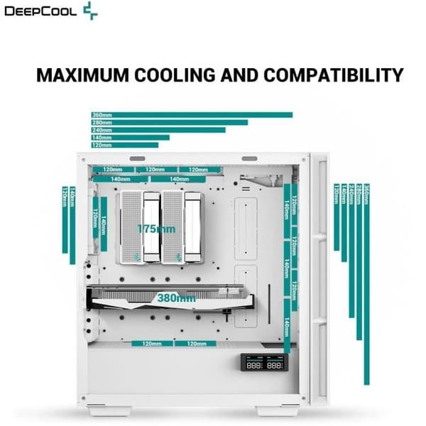 PC-fodral utan strömförsörjning - DEEPCOOL CH560 DIGITAL (Vit) - Medium torn - E-ATX-format