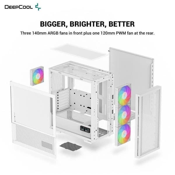 PC-fodral utan strömförsörjning - DEEPCOOL CH560 DIGITAL (Vit) - Medium torn - E-ATX-format