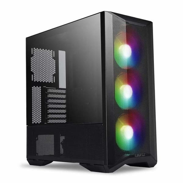 Lian Li LANCOOL II Mesh C RGB PC-fodral - Svart - Midi tower - 3 LED-fläktar - Dammfilter Svart, Transparent