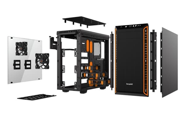 vær stille! Pure Base 600 Window Midi Tower Sort, Orange