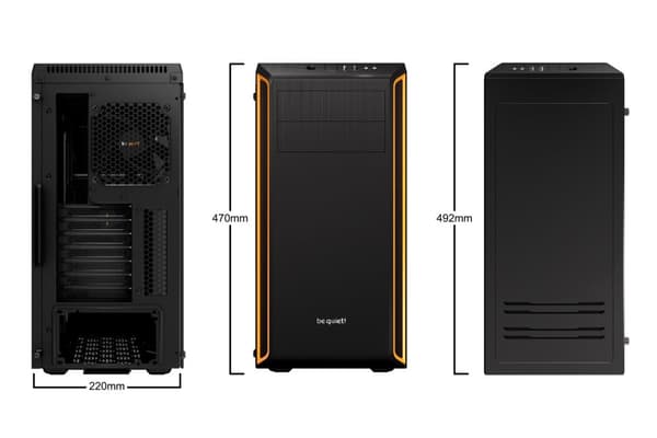 vær stille! Pure Base 600 Window Midi Tower Sort, Orange