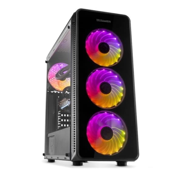 Nox Hummer TGM -NXHUMMERTGM- ATX ARGB-fodral - Micro ATX-ITX, 4 förinstallerade 120 mm ARGB-fläktar, härdat glas, plats för