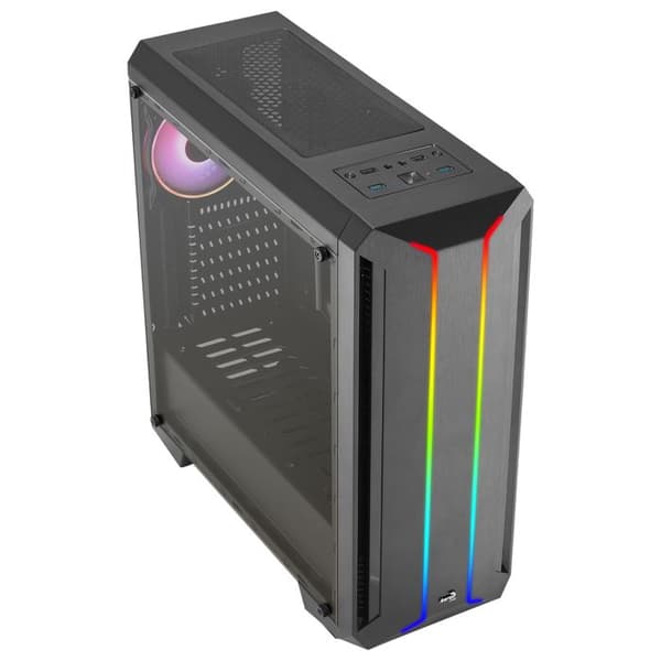 Mellantorn ATX - Aerocool - SKYLINEV2BK - Framsidan ARGB - ARGB-fläkt 12cm - Svart Svart