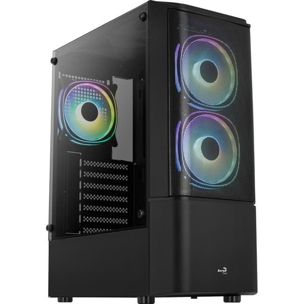 AeroCool Quantum Mesh-G V3 Mid-Tower ATX-fodral med glaspaneler (svart) Svart
