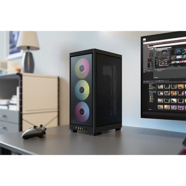 PC-fodral - CORSAIR - iCUE 2000D RGB Airflow - Mini ITX - 3 AF120 RGB SLIM-fläktar ingår - Svart - (CC-9011246-WW)