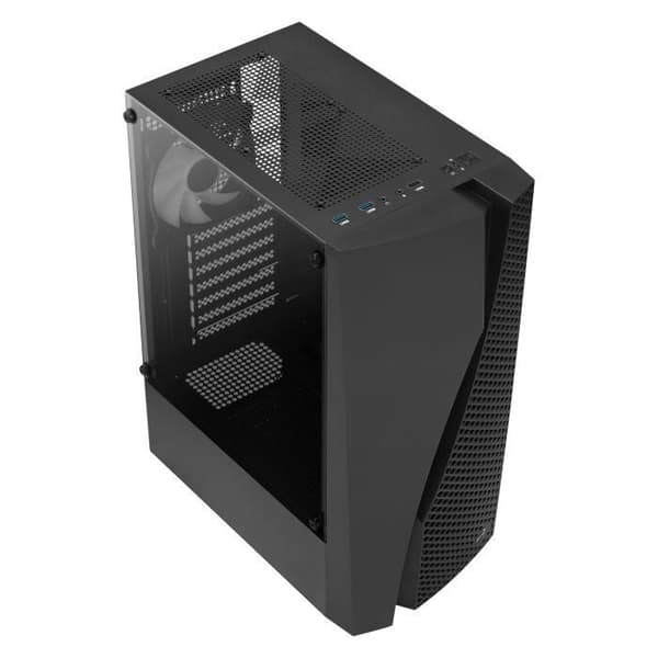 ATX-datorlåda - Aerocool - WAVEBKV3 - Härdat Glas - 4 RGB-fläktar - Svart