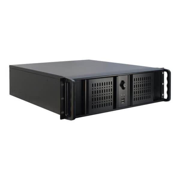 Inter-Tech IPC 3U-3098-S 3U rackmonterbart fodral för ATX-moderkort med 7 interna fack och 2 USB 2.0-portar Svart
