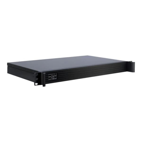 Inter-Tech K-126L 1U rackmonterbart fodral för Mini ITX-moderkort utan strömförsörjning och med 2 USB-portar Svart