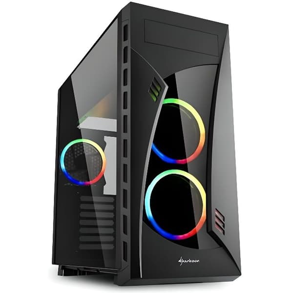 Sharkoon NIGHT SHARK RGB, Midi ATX Tower, PC, ATX,CEB,EATX,Micro-ATX,Mini-ITX, Svart, Multi, 3 mm Svart