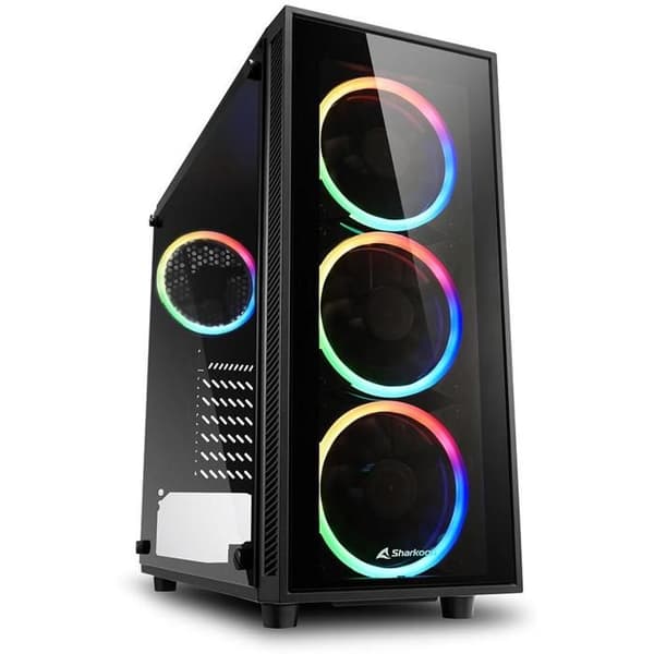 Midi-torn - Sharkoon - TG4 - Härdat glas - RGB-belysning - 3 stycken 120 mm fläktar Svart