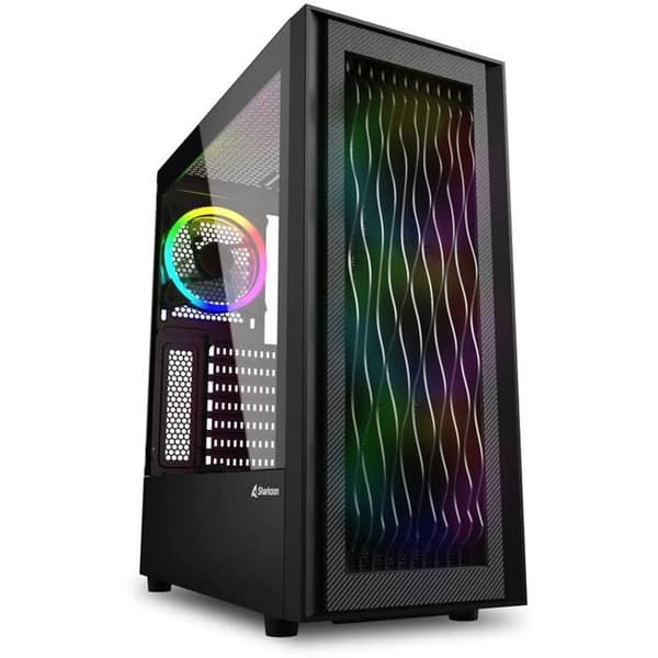 SHARKOON RGB WAVE ATX gaming PC-fodral - Svart - 3x 120 mm - 2 interna fack - 7 expansionsfack Svart