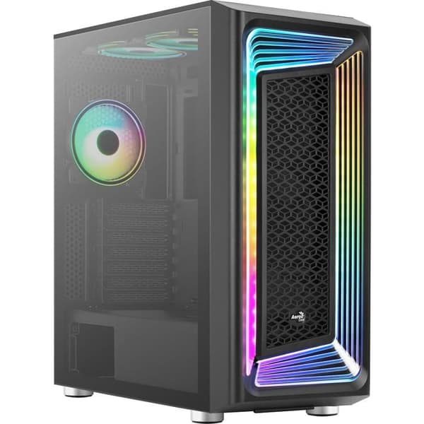 Mid-Tower ATX PC-fodral med Aerocool Interstellar RGB glaspanel - svart - TU Svart