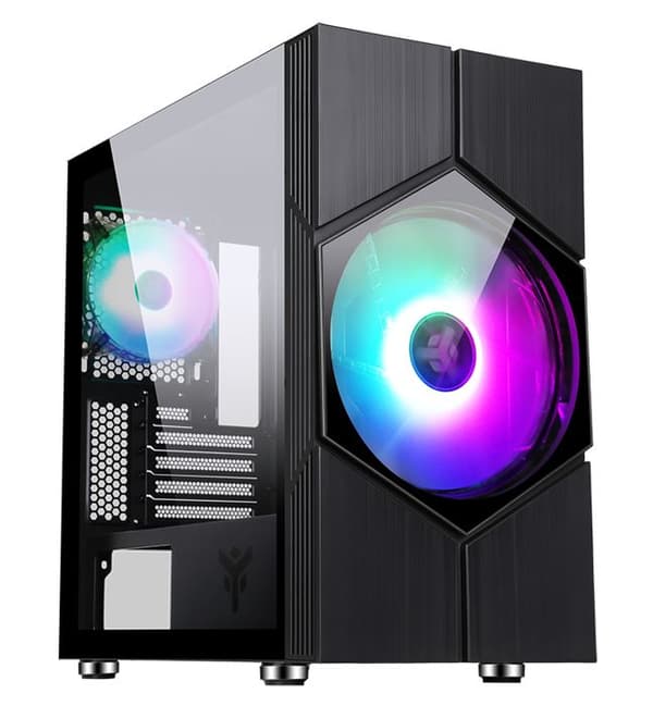 Mini Tower PC Chassi Micro ATX - ITek - Vortex RGB - Glaspanel - Vit - One Size