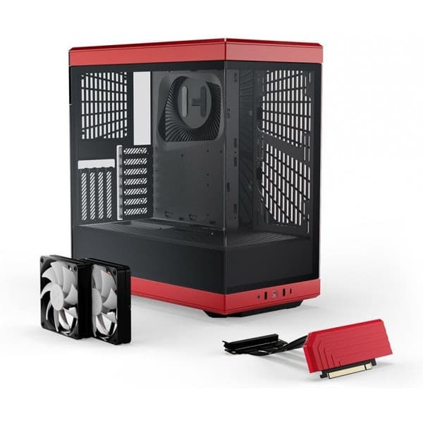 Hyte Y40 Red ATX-chassis med vindue, sort/rød