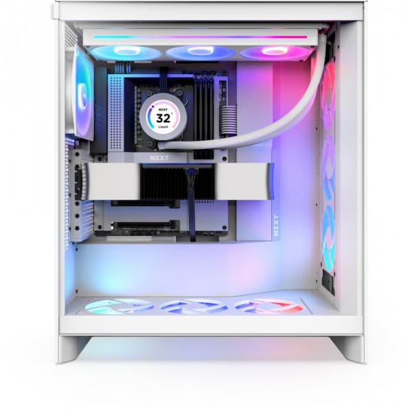 NZXT H7 Flow RGB (2024) ATX-chassis med vindue, hvid