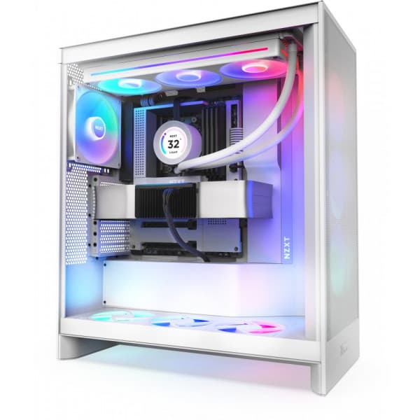 NZXT H7 Flow RGB (2024) ATX-chassis med vindue, hvid