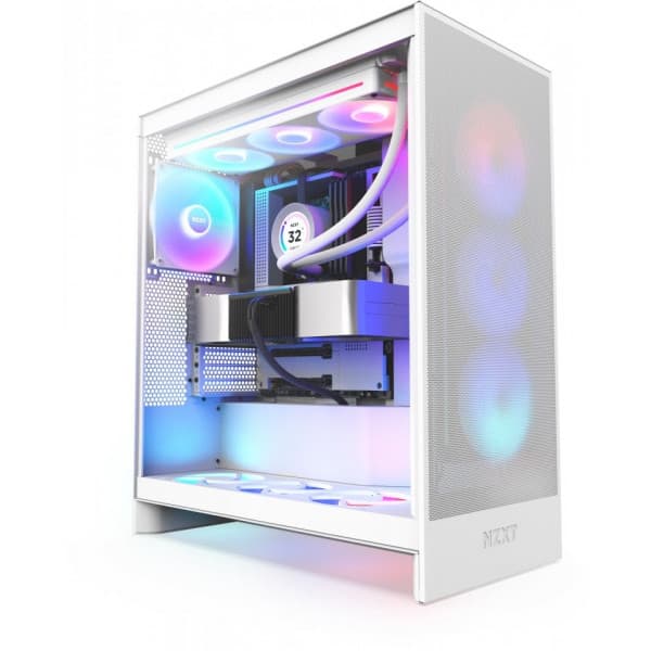 NZXT H7 Flow RGB (2024) ATX-chassis med vindue, hvid