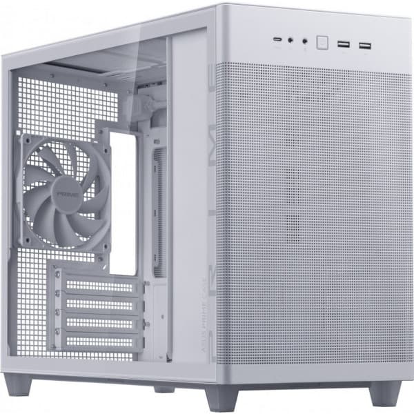 Asus Prime AP201 TG Micro-ATX-kabinet med vindue, hvid Hvid