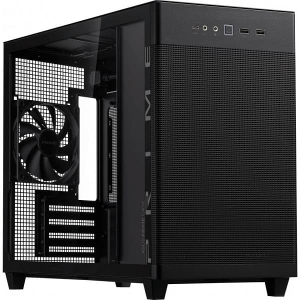 Asus Prime AP201 TG Micro-ATX-chassi med fönster, svart Svart