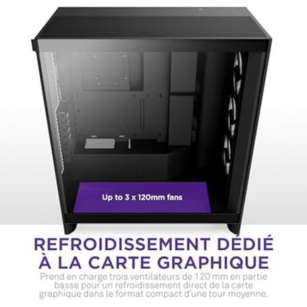 Mid-Tower ATX NZXT H7 Flow RGB - Tre 120 mm fläktar - Direkt kylning av grafikkort
