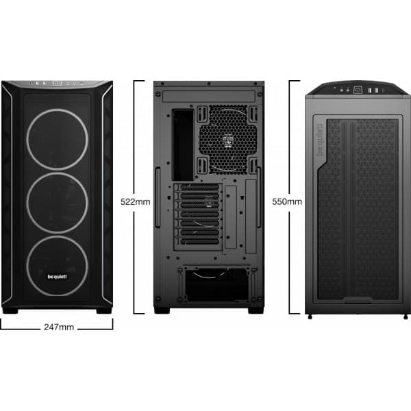 Var tyst! Shadow Base FX 800 ATX-chassi med fönster, svart