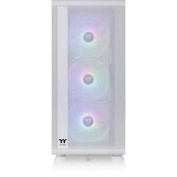 Mid Tower PC-fodral utan strömförsörjning - THERMALTAKE S200 TG ARGB (Vit) - ATX/Micro ATX - 3x120mm A-RGB - USB 3.0/2.0 - Härdat glas