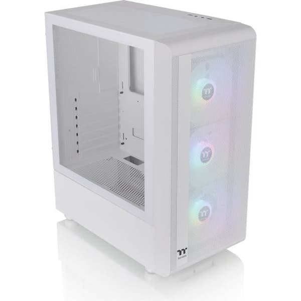Mid Tower PC-fodral utan strömförsörjning - THERMALTAKE S200 TG ARGB (Vit) - ATX/Micro ATX - 3x120mm A-RGB - USB 3.0/2.0 - Härdat glas Vit