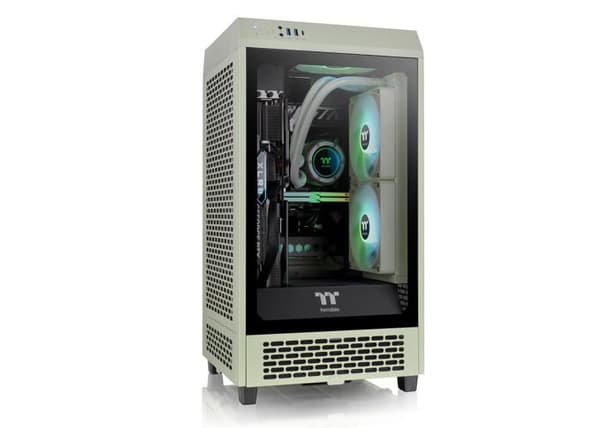 Mini-tour PC - Thermaltake - The Tower 200 - Ljusgrön - 2 fläktar - Sidofönster Grön