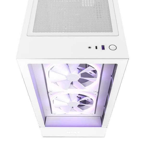 PC-chassi - NZXT - H5 Elite - Vit - Härdat glas - Integrerad RGB - Optimerad prestanda
