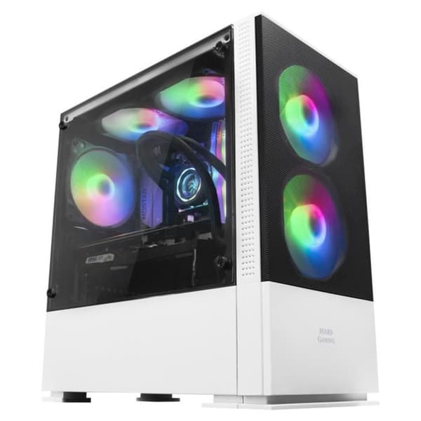 Mars Gaming MCZW Vit - MicroATX PC-fodral - Mesh Panel + Front