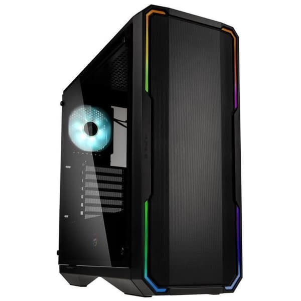 BitFenix Enso Mesh (svart) - Mellantornsfodral - RGB-bakgrundsbelysningshanteringssystem - sidofönster i härdat glas ( Svart