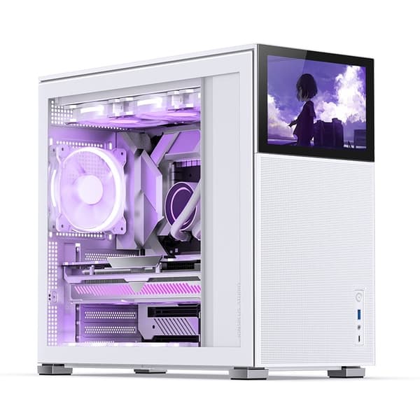 Jonsbo D41 MESH Screen ATX-chassi, härdat glas - vit Vit