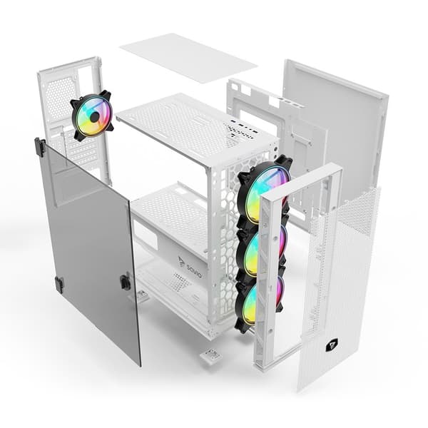 SAVIO Raptor White X1 ARGB Glas/Mesh Vitt Datorchassi