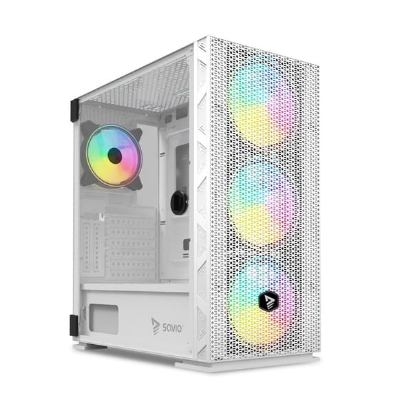 SAVIO Raptor Vit X1 ARGB Glas/Mesh Vit Datorfodral Vit