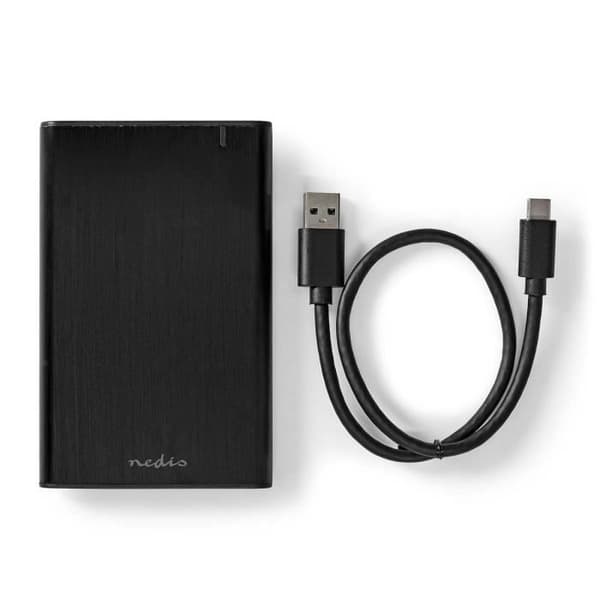 Hårddiskhus - Nedis - HDDE25410BK - 2,5 tum - USB 3.1 - Svart aluminium