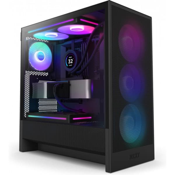 NZXT H5 Flow RGB (2024) ATX-chassi med fönster, svart Svart