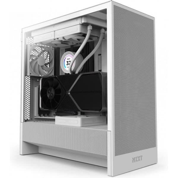 NZXT H5 Flow (2024) ATX-chassis med vindue, hvid Hvid