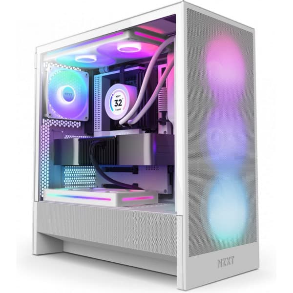 NZXT H5 Flow RGB (2024) ATX-chassi med fönster, vit Vit