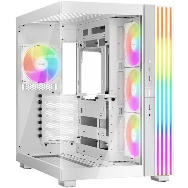 Mid-Tower ATX-fodral med glaspaneler, elegant design, anpassningsbar RGB-belysning. Vit