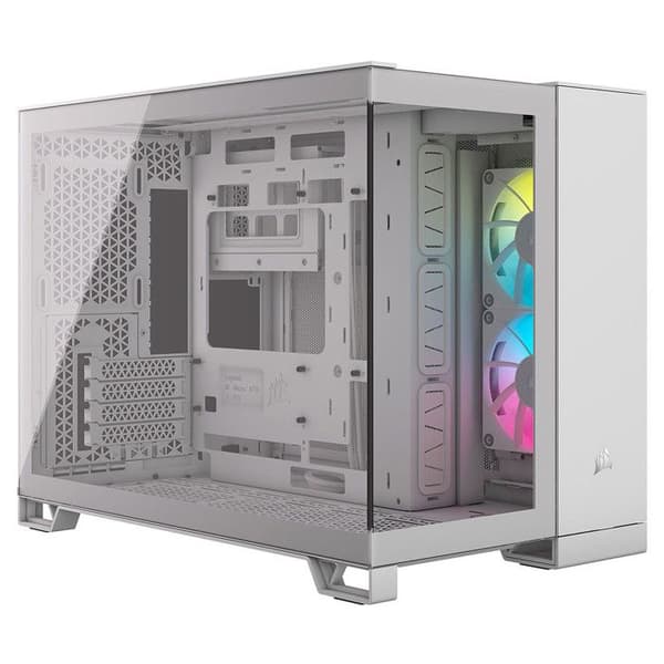 PC-fodral - CORSAIR - 2500X RGB - Small Tower mATX - Dubbelkammare - Panoramiskt härdat glas Vit