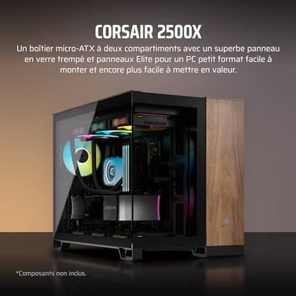PC-fodral - CORSAIR - 2500X - Small Tower mATX - Härdat glas - Dubbelkammare - Effektiv kylning