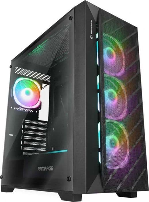 PC-fodral - Rampage sidopaneler - PRIME - Svart ARGB Mesh-fodral