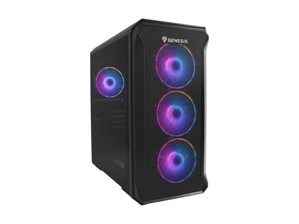 NATEC Genesis Irid 503 ARGB NPC-1559 Fodral (Micro ATX. Mini ITX; svart) Svart, Transparent