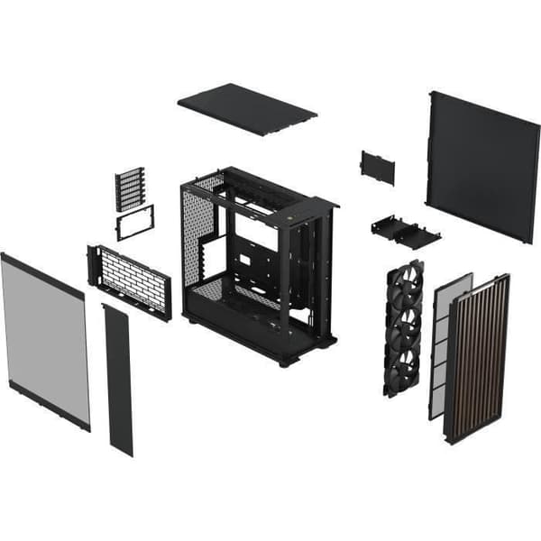 PC-fodral - FRACTAL DESIGN - North XL Charcoal Black TG Dark - FD-C-NOR1X-02 - E-ATX - Elegant design av trä och legeringar