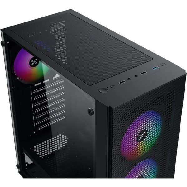 PC-chassi med mellanliggande tur utan nätaggregat - XIGMATEK HERO II Air 3F (Svart) - ATX/Micro ATX - 3x120mm FRGB - Mesh - USB 3.0/2.0